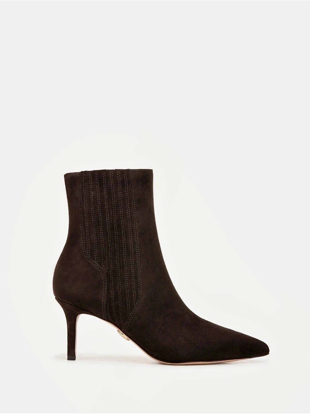 Veronica Beard Pointed Toe Heeled Ankle Boots in Brown Suede
